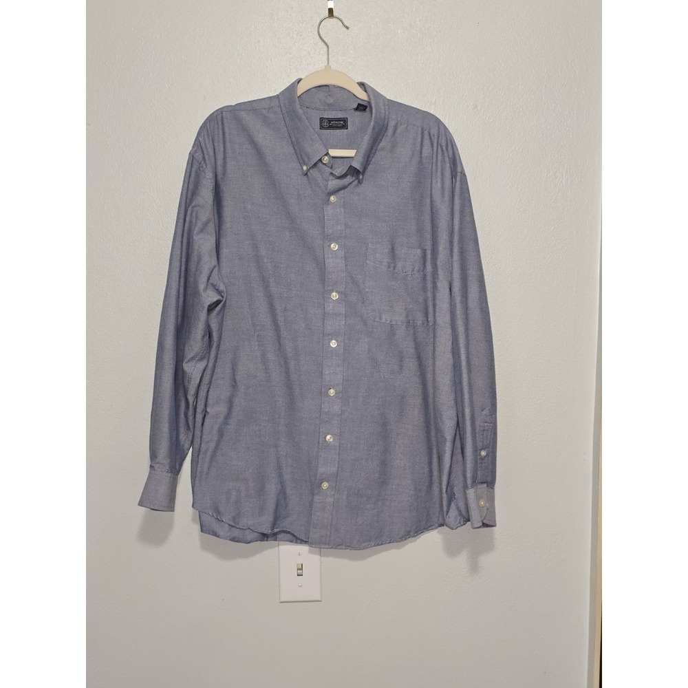 Arrow Mens 2XL Shirt Big Blue Chambray Oxford Cotton Blend Button Down Classic